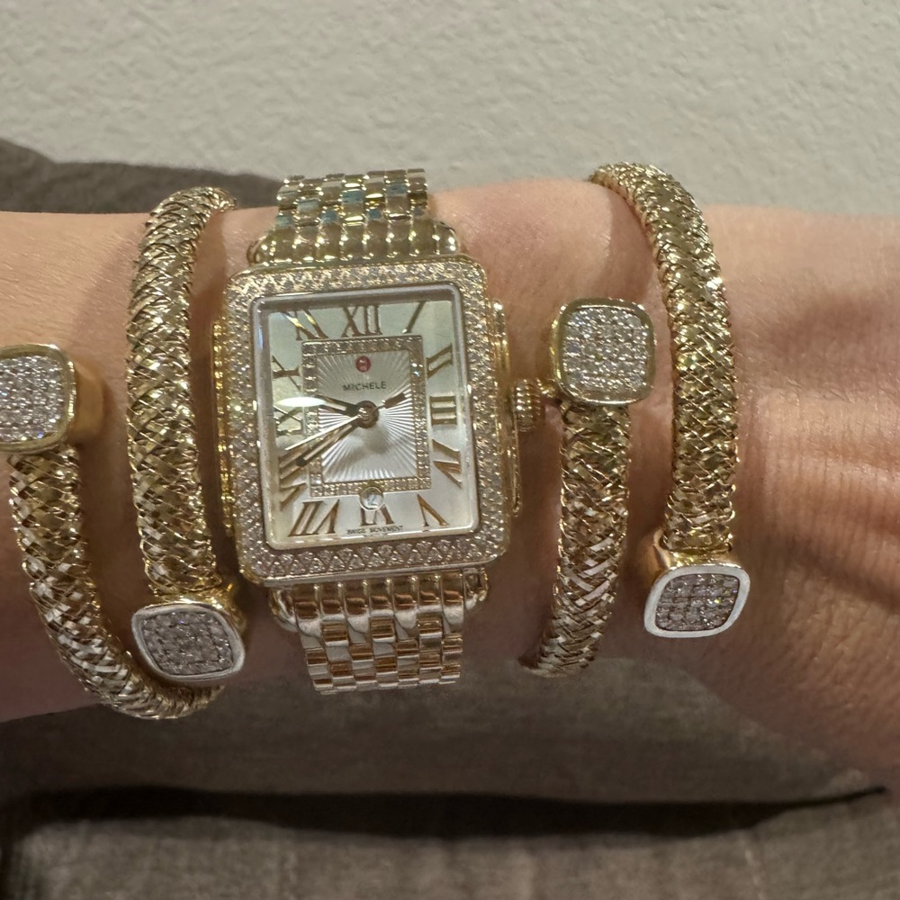 Dazzling MICHELE Deco Diamond Bezel Watch – .60 CTW – Ref. MWW06G000003 - Picture 5 of 17